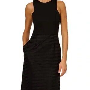 Adrianna Papell Sleeveless Shadow Stripe Gown with Sheer Skirt and POCKETS!